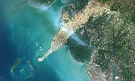A satellite view of Conakry, the capital of Guinea. 