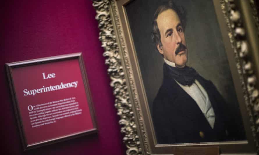 A painting of the Confederate general Robert E Lee is displayed at West Point Museum, in West Point, New York