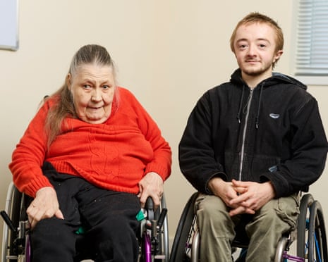 Lochlann O'Higgins, 24 and Alice Moira, 81. All Ages feature. Habinteg, London N17. Photograph by David Levene 10/11/25