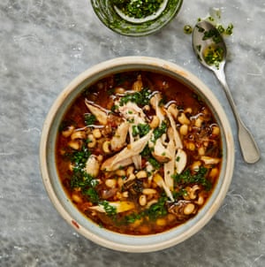 Yotam Ottolenghi’s chicken and black-eyed bean soup.