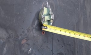 An image the US has said shows an unexploded limpet mine