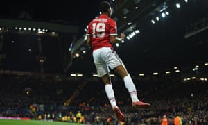 Marcus Rashford celebrates after scoring the winner.