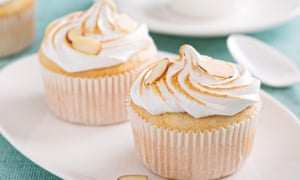 Almond cupcakes with meringue tops fluffy and light
