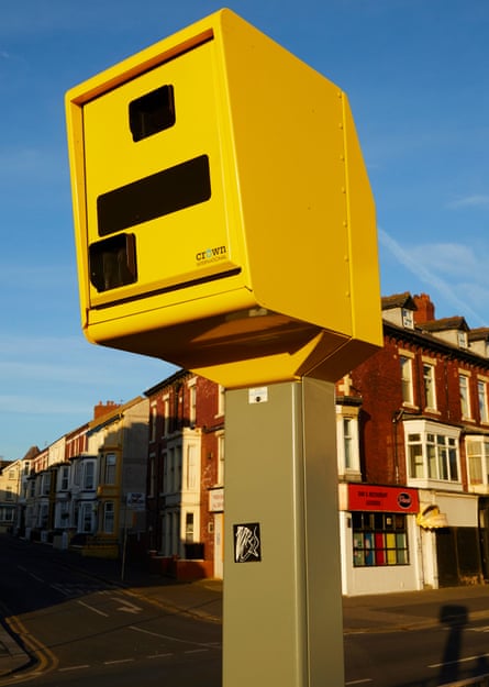 A road traffic speed camera in Blackpool, Lancashire.