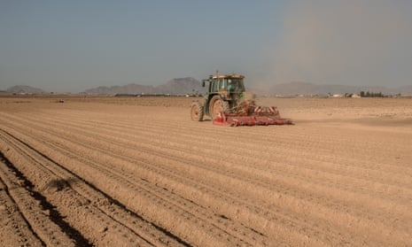 A tractor on arid land in Spain