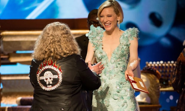 A warmer response from Cate Blanchett … but was it because she hadn’t seen the back?