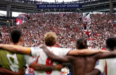 England players take in the noise from their supporters after their victory
