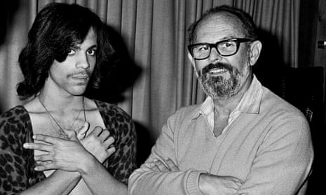 Mo Ostin, right, with Prince in Los Angeles, 1977. Ostin recalled how they heard a Prince demo tape ‘and we were absolutely blown away and wanted to sign him immediately’.