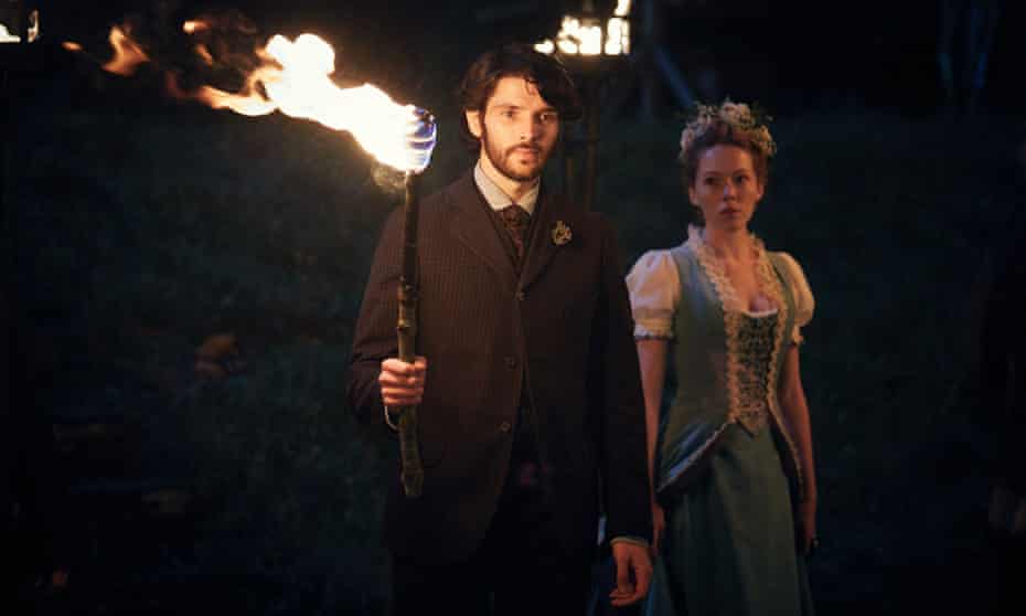 Fell the fear … Colin Morgan as Nathan Appleby with Charlotte Spencer as Charlotte Appleby in The Living and the Dead.