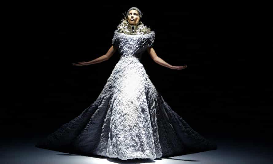 A model wears an outfit from the McQueen Autumn/Winter 2004-05 Paris runway show