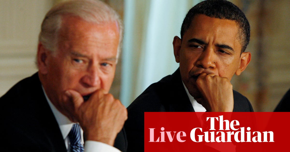 Obama returns to White House for first time to promote Affordable Care Act with Biden – live