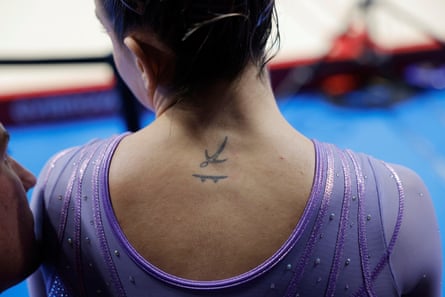 Camilla Gomes of Brazil sporting a trampoline tattoo