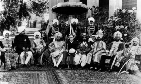 Holding court ... the lieutenant-general of the Punjab takes tea with maharajas and Rajas in 1875. 