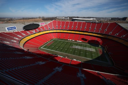 An aerial view of the stadium at GEHA Field at Arrowhead Stadium.