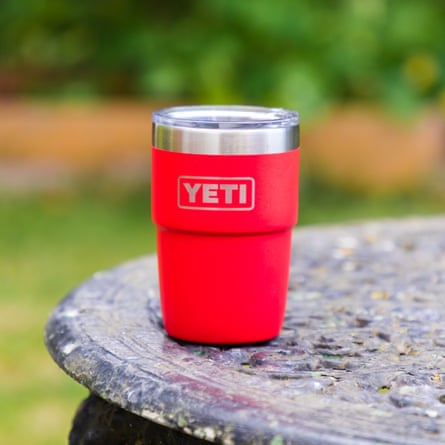 Yeti the Rambler, in red, travel mug.