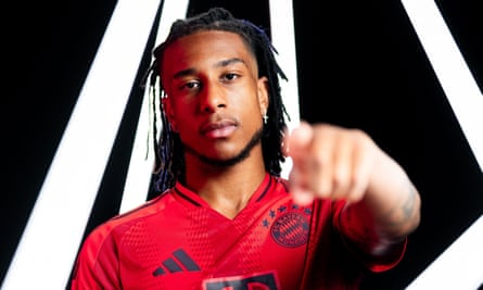 Olise at his Bayern Munich unveiling