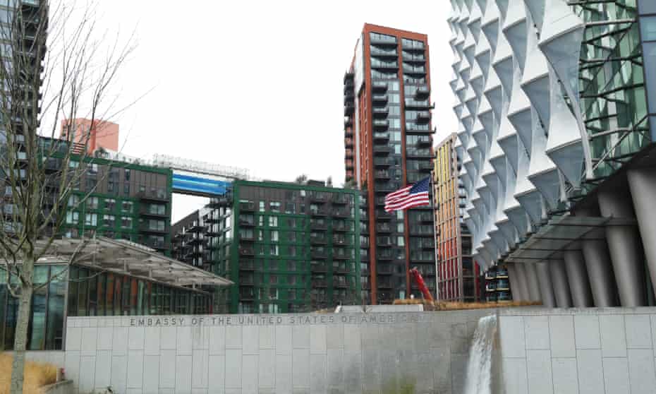 The Sky Pool visible behind the US embassy, Nine Elms, London