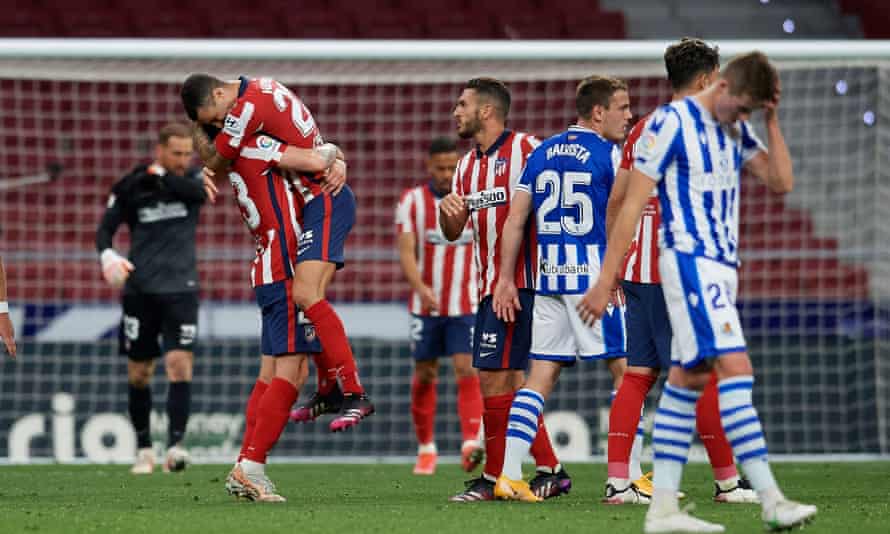 La Liga title in sight for Atlético Madrid after win over Real Sociedad | European club football | The Guardian