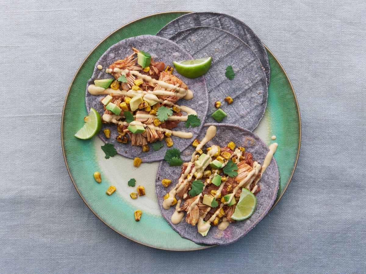 Meera Sodha's recipe for vegan jackfruit tacos with fried corn and