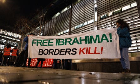 Campaigners protest against Bah’s sentencing last month.
