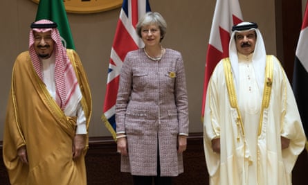 Saudi Arabia’s King Salman (left) with Theresa May and the King of Bahrain, Hamad bin Isa Al Khalifa.
