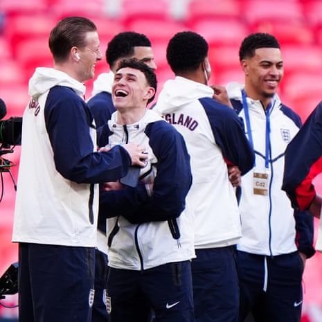 England’s Jordan Pickford and Phil Foden