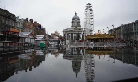 The Christmas market in Nottingham which has been shut temporarily after large crowds gathered at the attraction on Saturday.