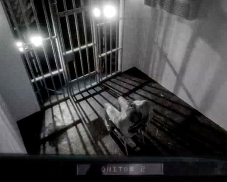 Recreation still of a detainee in a cell in The Forever Prisoner.
