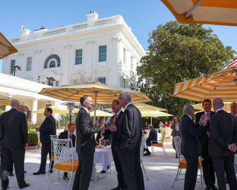 Officials attend a lunch hosted by Donald Trump at the White House.