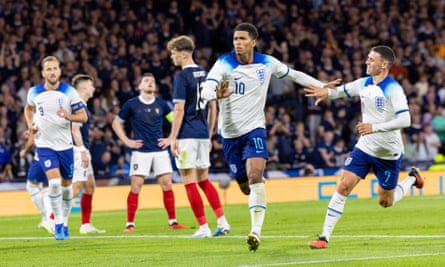 A cunning plan for Gareth: just keep picking Bellingham and Foden | England 5 Jude Bellingham celebrates with Phil Foden after scoring against Scotland