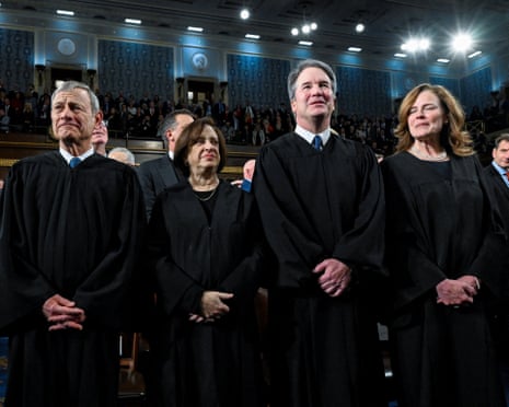 Four supreme court justices attend: Chief Justice John Roberts, Justice Elena Kagan, Justice Neil Gorsuch and Justice Amy Coney Barrett.