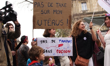 Women's groups protest against tampon tax in Paris