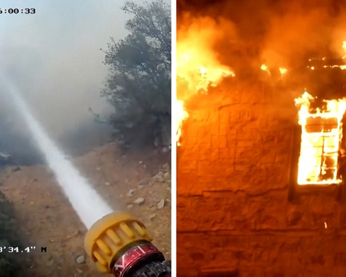 Bodycam footage shows firefighters tackling Turkey wildfire – video