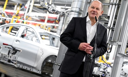 German chancellor Olaf Scholz visits the BMW plant in Munich