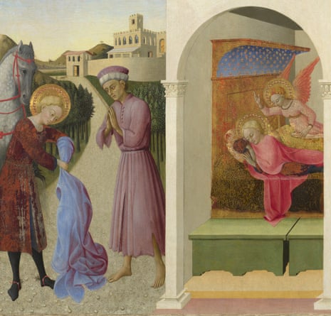 Saint Francis and the Poor Knight, and Francis's Vision, 1437-44 by Sassetta.