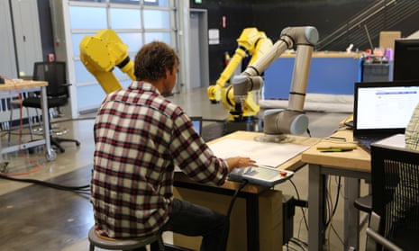 Research engineer David Thomassen in Autodesk’s robotics lab in San Francisco.