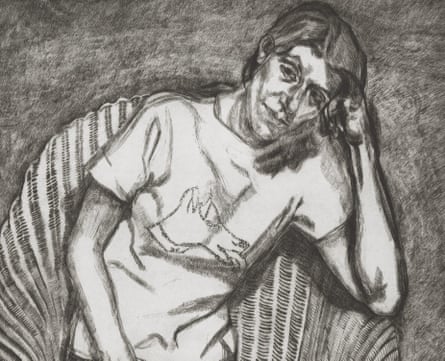 Detail from Bella in her Pluto t-shirt, by Lucian Freud
