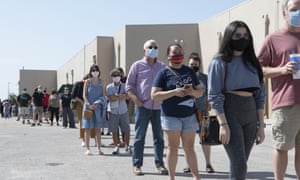 Long queues on the first day of early voting in Texas