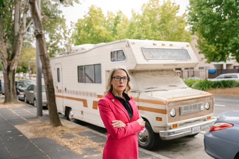 Vallie Brown, the San Francisco district 5 supervisor, outside an RV parked in her district in San Francisco, California, 1 August 2019. 