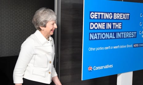 Theresa May arrives at a Conservative EU election campaign event in Bristol on Friday.