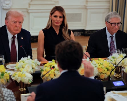 Bill Gates, right, at a private dinner for business leaders hosted by US president Donald Trump, in Washington DC on 4 September 2025.