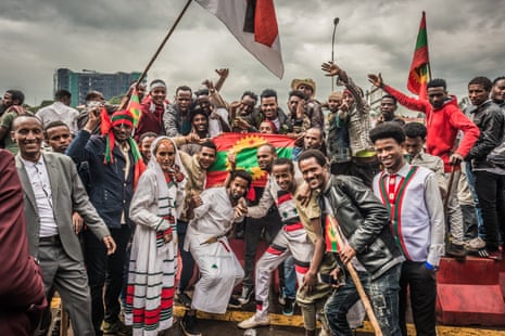 Supporters of the previously banned Oromo Liberation Front assemble on 15 September