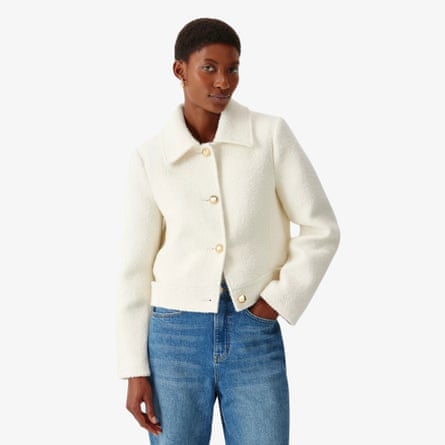 John Lewis Wool Blend Boucle Jacket, in Ecru