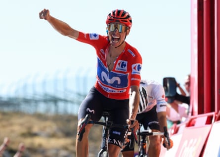 Enric Mas crosses the line to win stage nine of the Vuelta