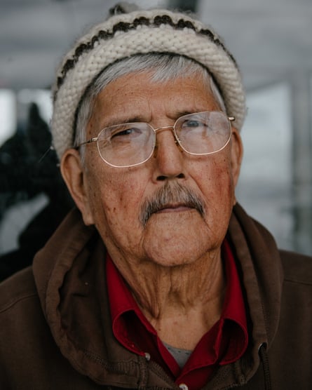Lummi Nation hereditary chief Bill James poses for a portrait aboard King County’s SoundGuardian following a Lummi ceremony honoring the qwe ‘lhol mechen, commonly known as orca whales, in Puget Sound, on Wednesday, April 10, 2019 in Washington.