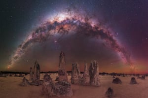 The Milky Way arching over The Pinnacles Desert  - Nambung National Park, Australia