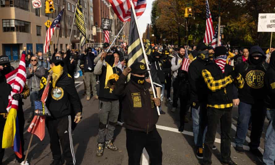Members of the Proud Boys protest in New York in November.