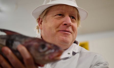 Boris Johnson during a visit to Grimsby fish market in December