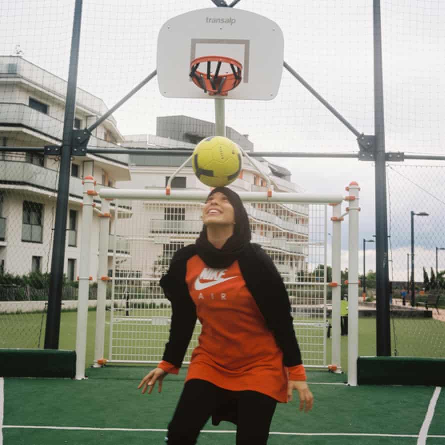 Bouchra Chaïb trains at Montreuil football pitch.