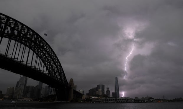 Storm clouds and lightning in Sydney during a storm in mid-October.